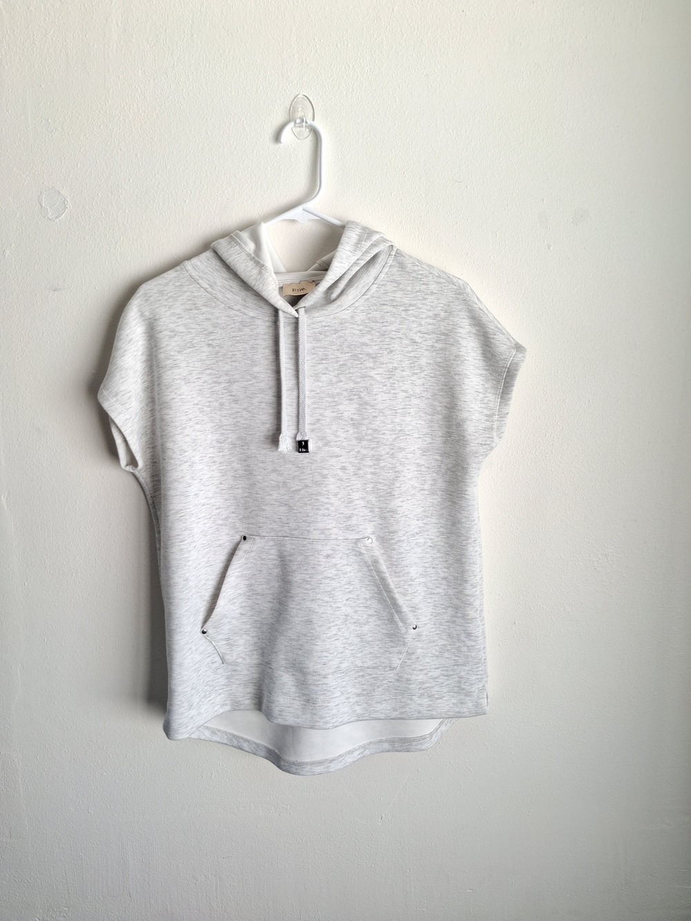 Elie Tahari Gray Short-Sleeve Hooded Sweatshirt XS